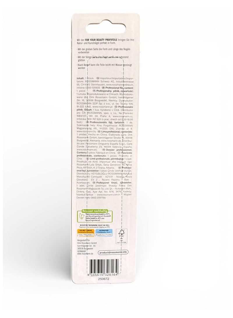 ROSSMANN German Brand, Professional Nail File, Professional Nail Care, Dual-Sided for Hard & Artificial Nails, Coarse & Medium Grain, Handy and High-Quality - Image 4